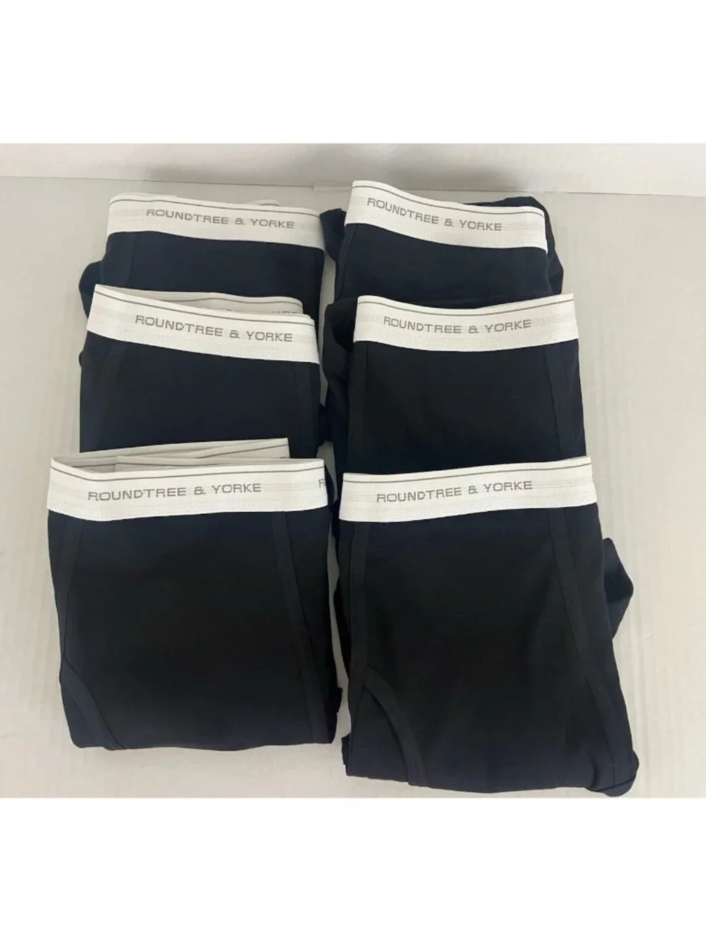 Roundtree & Yorke Men's 46 Full Cut Black Briefs 100% Cotton 6 pr NWOT